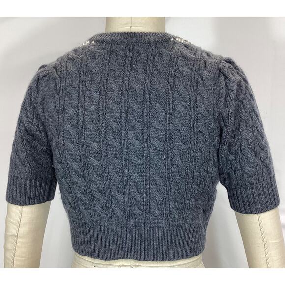 Loveshackfancy 'Chapelle' Black Crop Sweater Size S - Picture 3 of 4